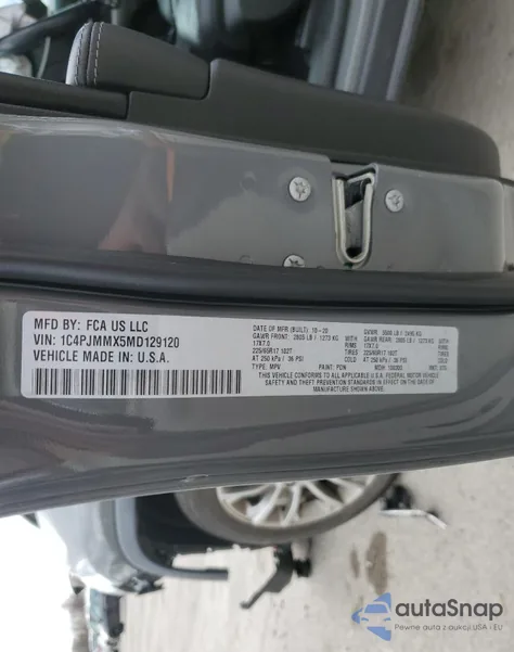 2021 Jeep Cherokee Latitude Lux from USA, damaged, VIN 1C4PJMMX5MD129120